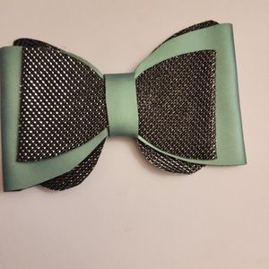 Handmade Glitter Hairbow: Blue and Black Sparkling Elegance with Alligator Clip